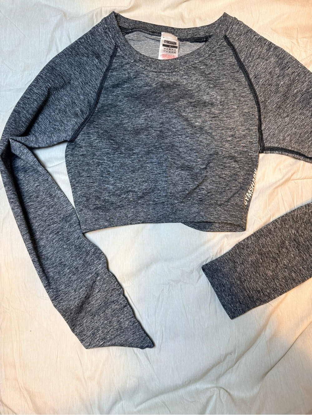 Gymshark Heather Charcoal Cropped Crew Neck Sweatshirt